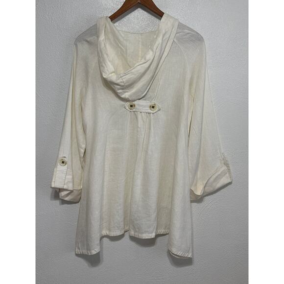 NWT For Cynthia Lagenlook Linen Hooded Shirt Jacket S Cream Luxury Minimalist - Picture 6 of 16
